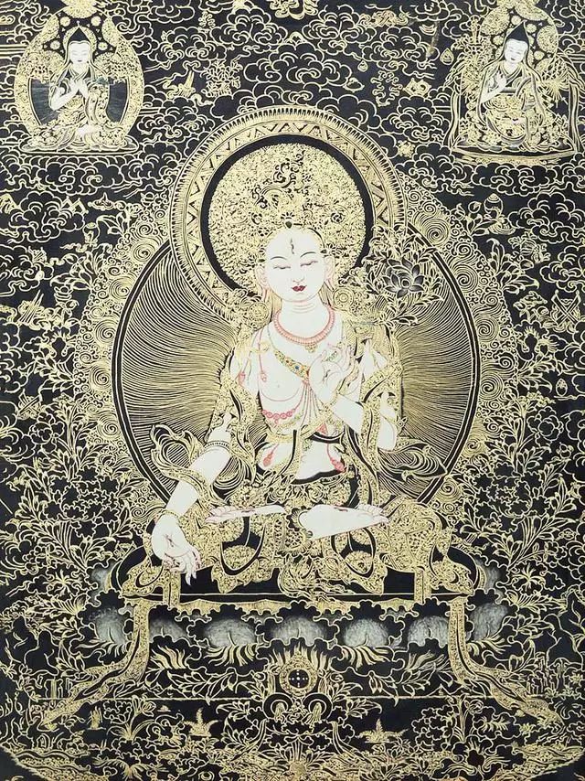 黑金唐卡作品《白度母》图片