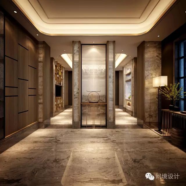一楼位于院子:别墅比较地面,背山面水,因地理环境入户a院子,早上雾气山区效果图石板别墅玄关图片