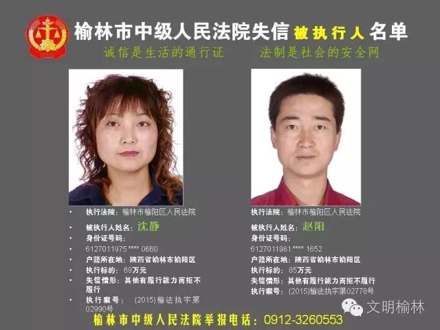 榆林法院公布第六批失信被执行人黑名单,神木有25人,快来查查你的信用