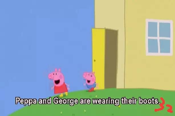 peppa and george are wearing their boots.