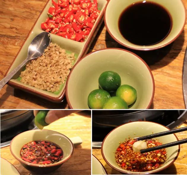 椰子鸡的4大蘸料 秘制酱油 沙姜 指天椒 小金橘; 沙姜一定要放,绝对