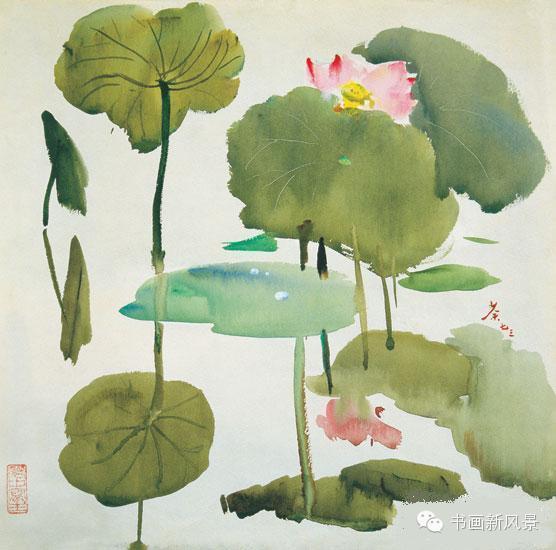 吴冠中 水彩《荷花》,作于1973年