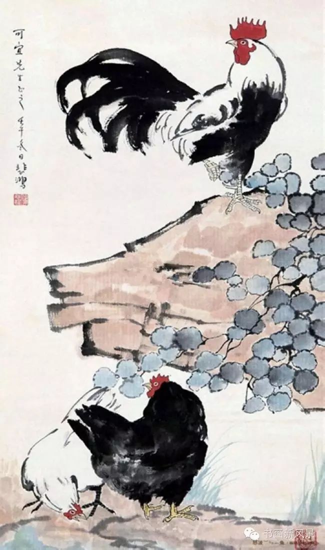 徐悲鸿画鸡也是一绝!
