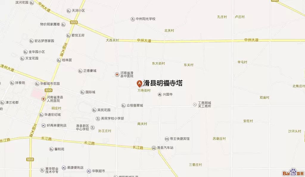 滑县明福寺塔位置示意图——来源于百兜地图