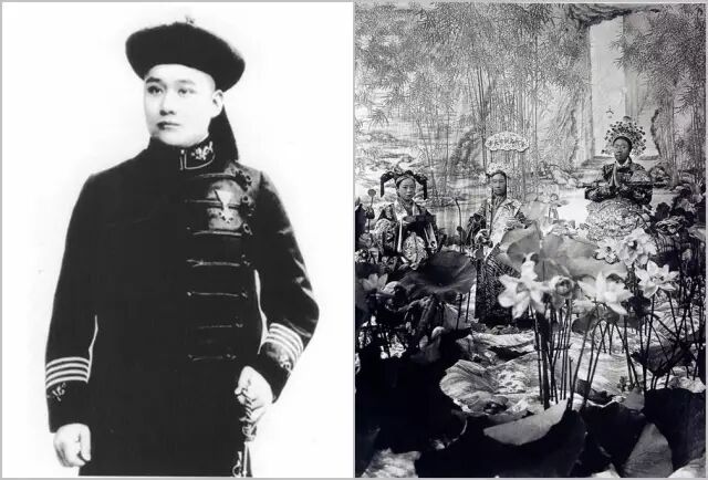 左:裕勋龄;右:慈禧太后装扮观音菩萨,裕勋龄摄.