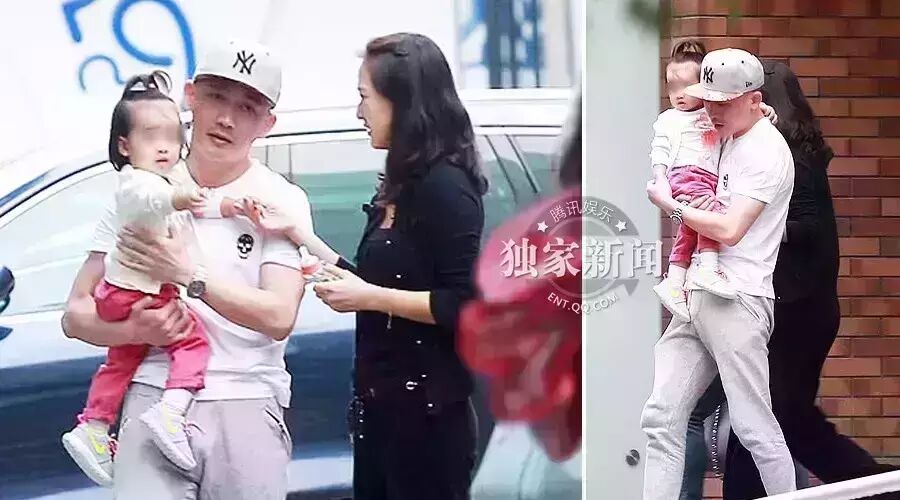 聂远缓刑后首露面 与妻子带女儿看病