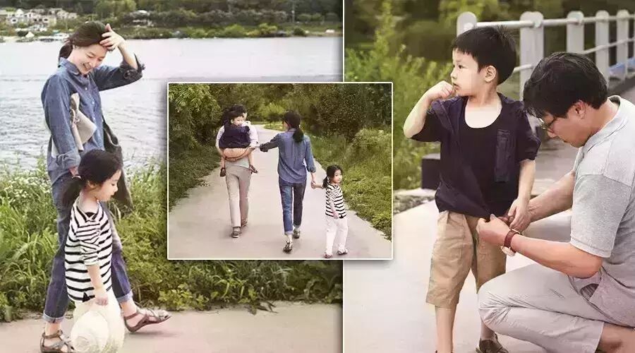 李英爱一家四口出游 富豪老公罕见露面