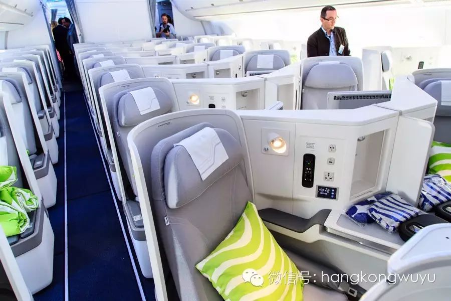 a350可以设置充足的高端座位.图为芬兰航空a350商务舱