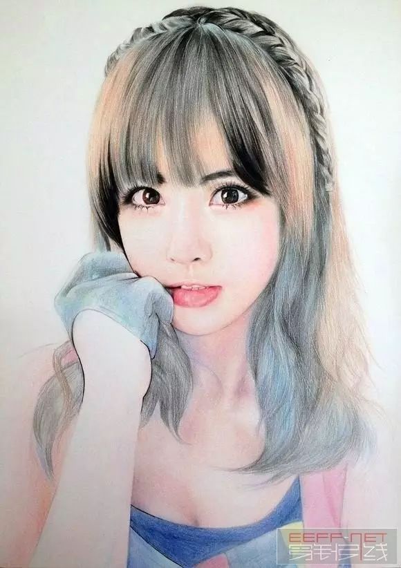 彩铅人物画:彩铅美女手绘过程图