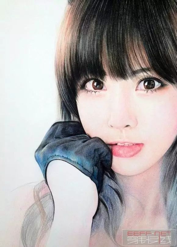 彩铅人物画:彩铅美女手绘过程图