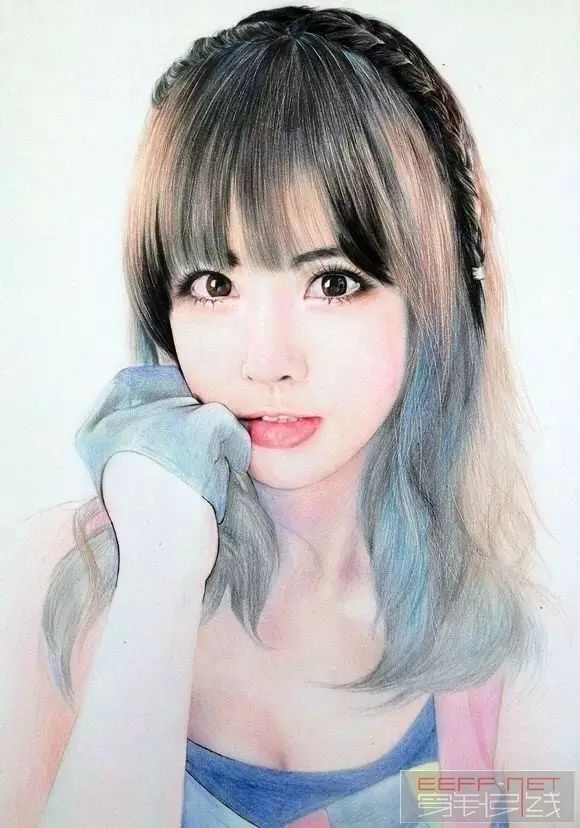 彩铅人物画:彩铅美女手绘过程图