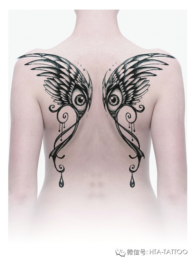 ps设计的后背翅膀纹身效果图！