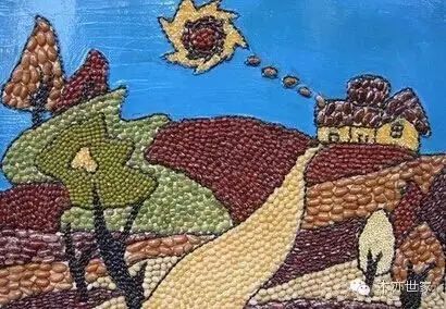 豆子粘贴画最最简单的-宝一起做唯美豆贴画