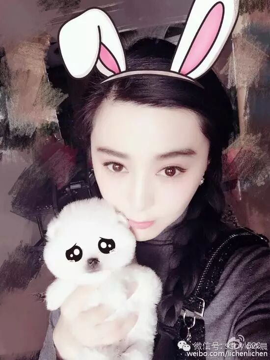 李晨秀恩爱 范冰冰戴兔耳少女心