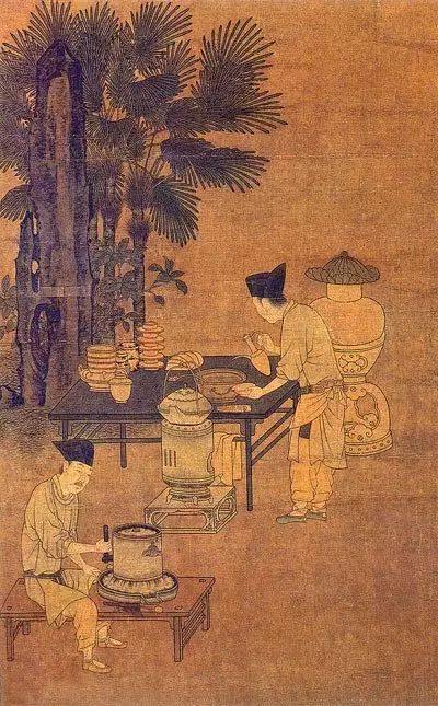 《撵茶图》局部