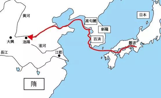 资料图:遣隋使行程路线图