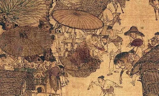(《清明上河图》上城门外的路边鲜花摊)