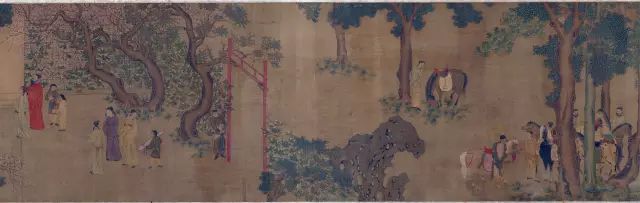 以北宋相州郡圃为题材的钱选《昼锦堂图卷》局部