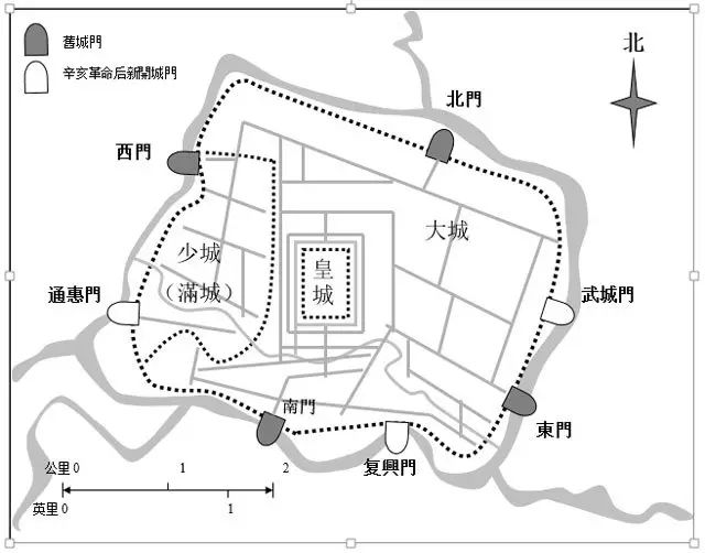 成都各城墙和城门分布