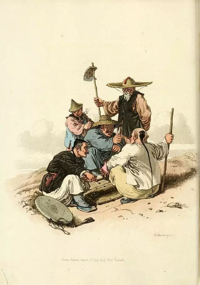 威廉·亚历山大所绘乾隆年间百姓,可清楚看见其后脑勺头发大小