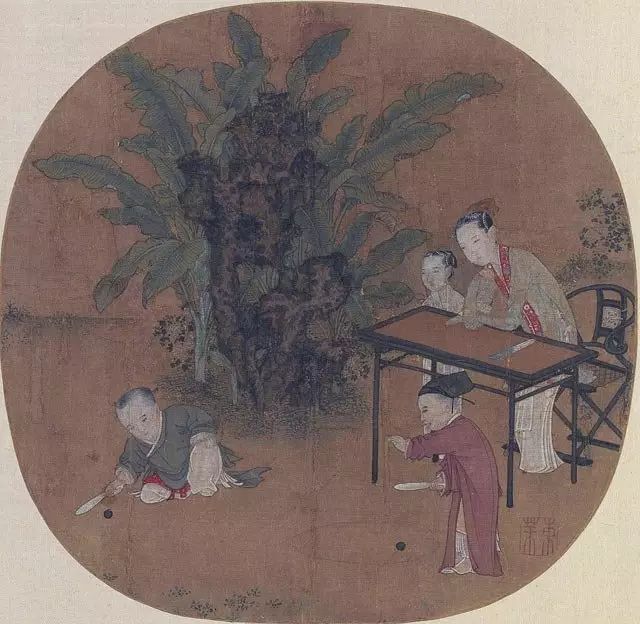 (《蕉荫击球图》)