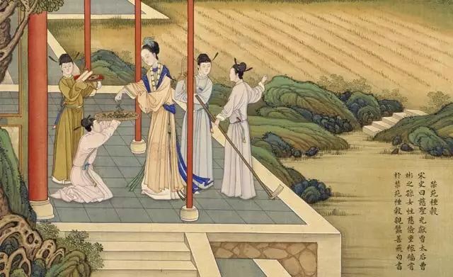 (《历朝贤后故事图》之《禁苑种谷图》)