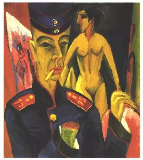 (《作为士兵的自画像》,1915)