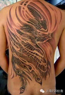 中国古代传说中的百鸟之王凤凰纹身图案