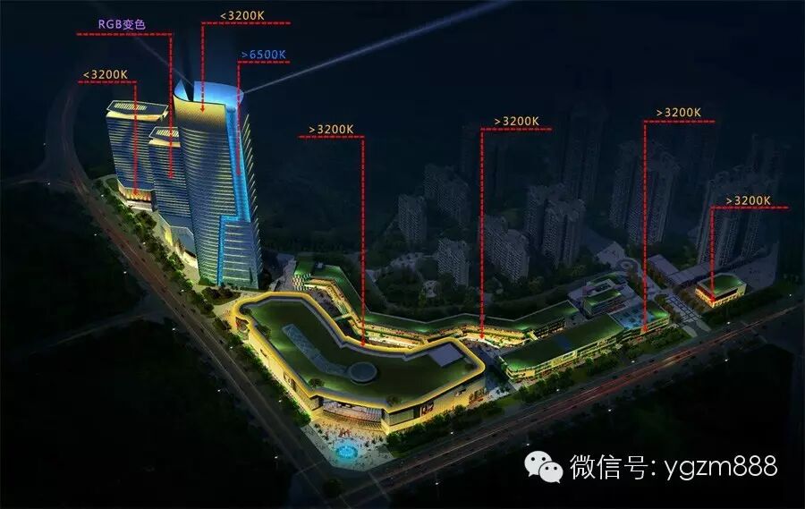 四川遂宁远成中心夜景灯光亮化