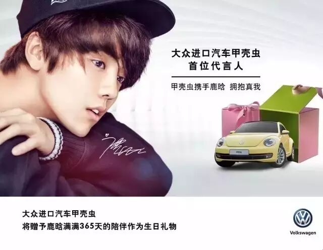 大众进口汽车甲壳虫首位代言人—鹿晗