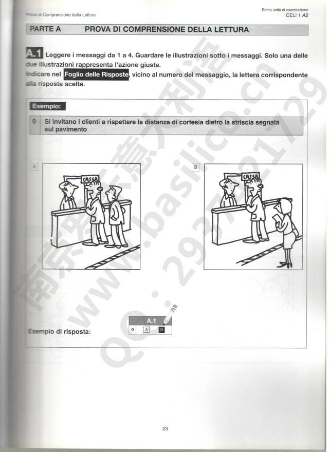 佩鲁贾CELI意大利语等级考试A2真题试卷（内含指导）