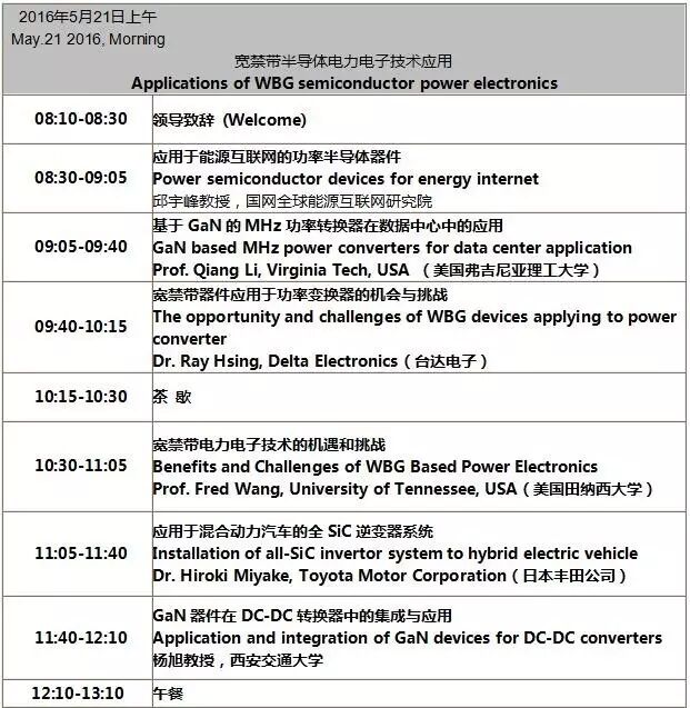 2016年宽禁带半导体电力电子技术国际研讨会将于21日在西安举办