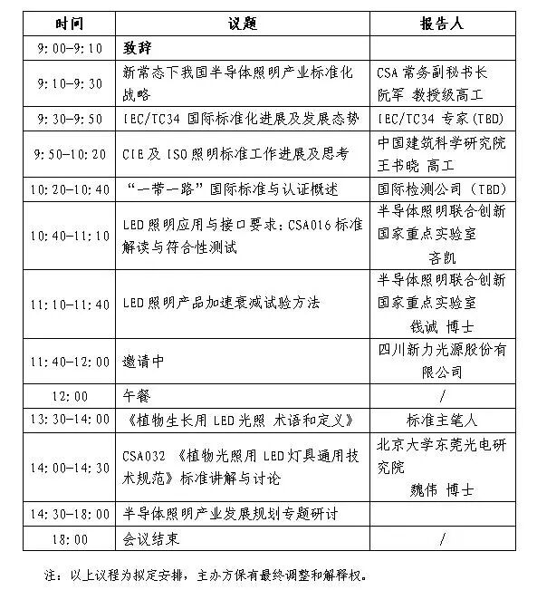 【通知】半导体照明标准研讨会暨半导体照明产业发展规划专题研讨会