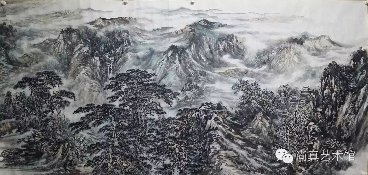 【尚真艺术馆】山水画家李一夫《江山图卷》610cmx110cm