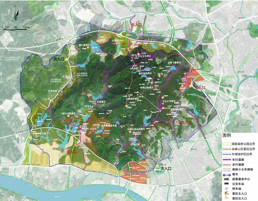 范围包括圭峰山风景区外围协调区边界范围,北至杜阮南路,南至新会大道