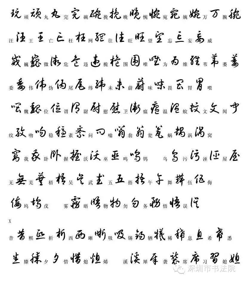工具资料●3500草书常用字字帖对照表n-z