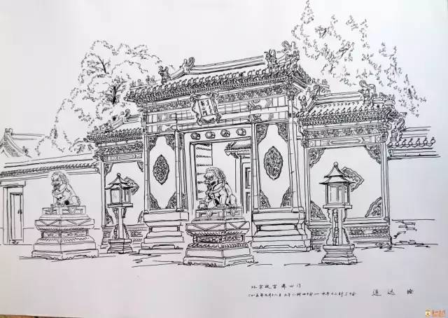 手绘故宫——黑白交织的素描画,美爆了!