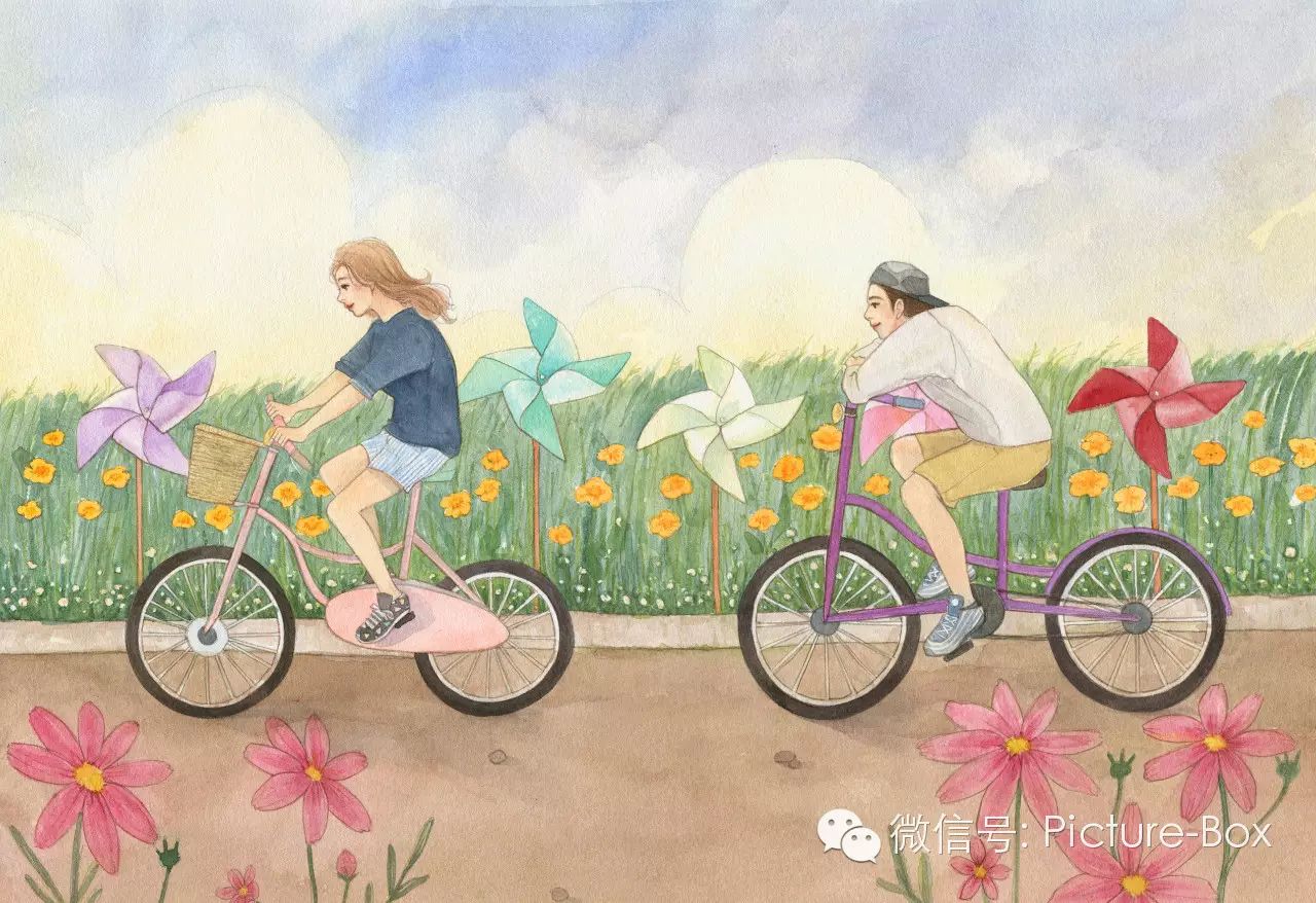 最诗意的韩国爱情水彩插画