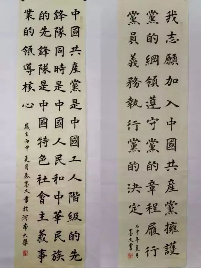 河南大学书法协会手抄党章书法作品展
