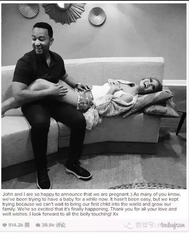贩八卦:歌手John Legend宣布妻子Chrissy Teigen怀孕