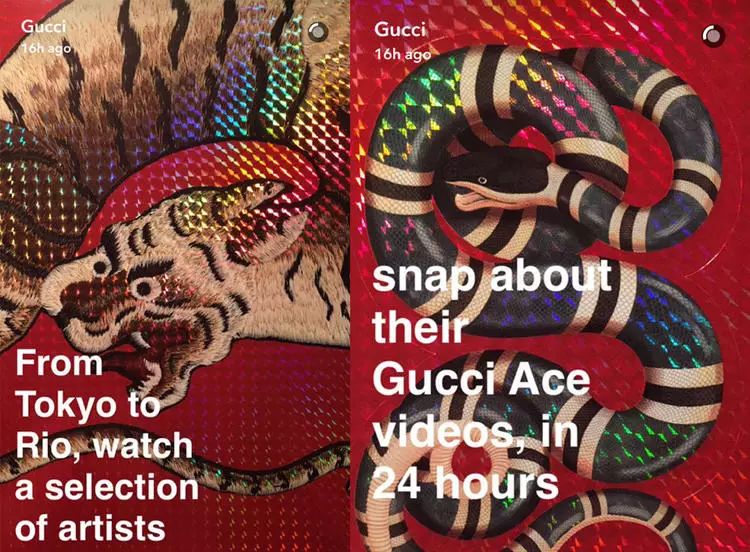 gucci 在 snapchat 上发的活动海报