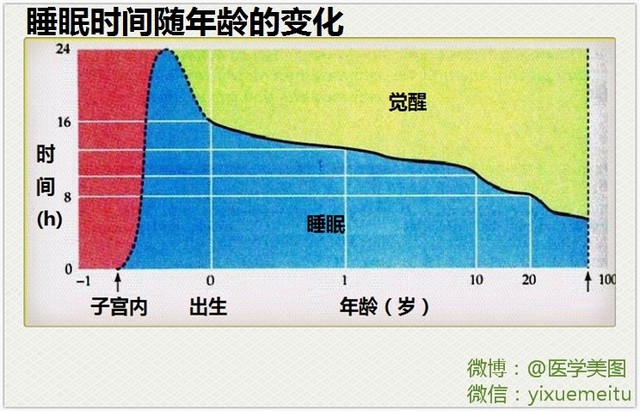 一图读懂—睡眠时间随年龄的变化