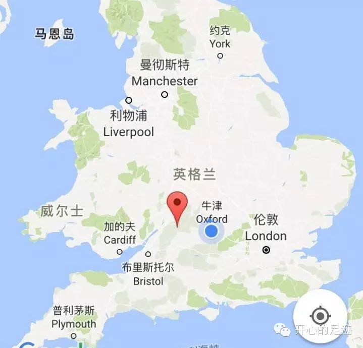 牛津的地理位置(红点是科茨沃尔德)