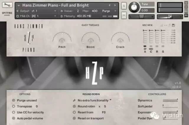 Spitfire Audio 的 HZP - Hans Zimmer Piano 顶级钢琴采样库...