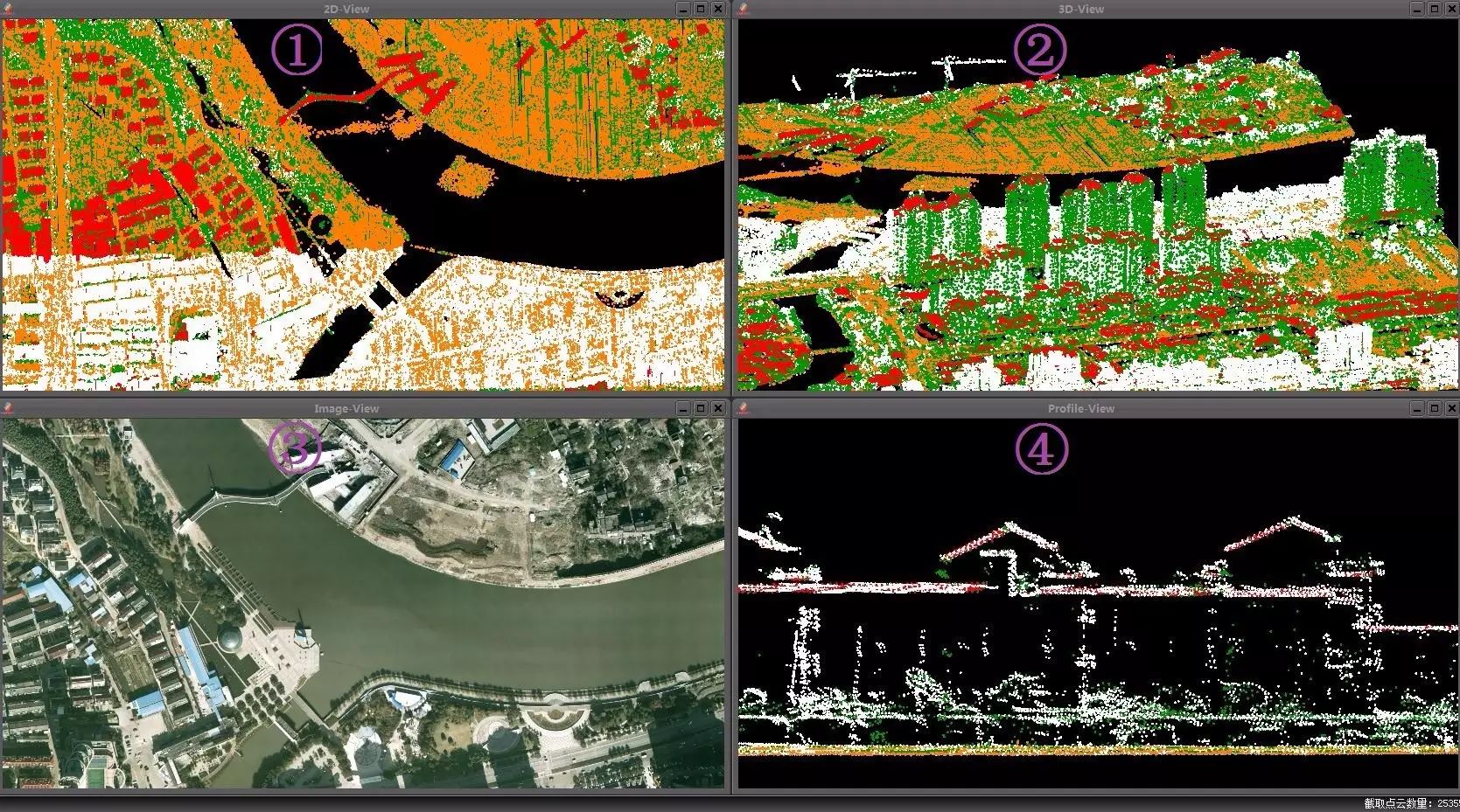 数据可视化(1)多视图浏览,多模式渲染①二维点云显示窗口②三维点