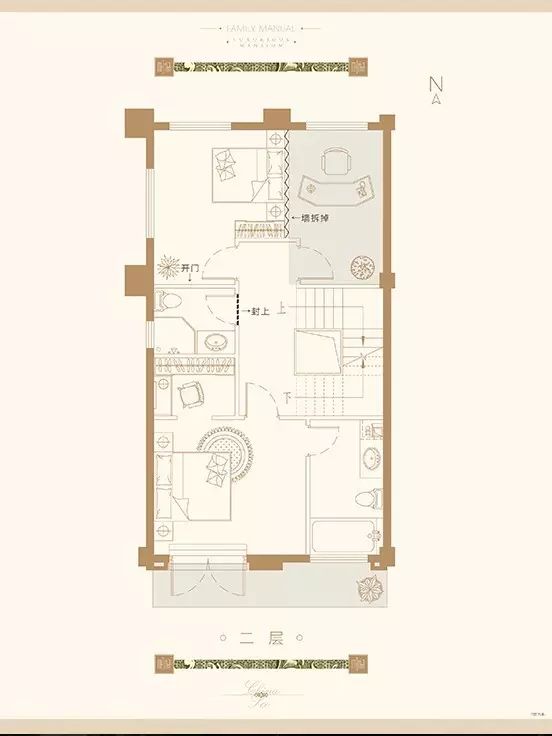 中骏·柏景湾联排别墅b户二层样板间户型改造图