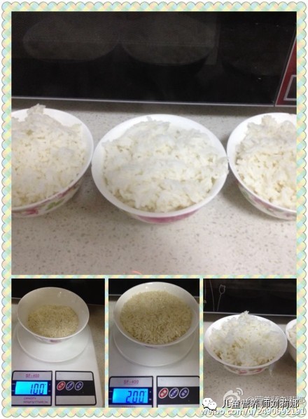 重量和体积都会膨大,100g生米煮成米饭大约11cm直径的饭碗蓬松而平平