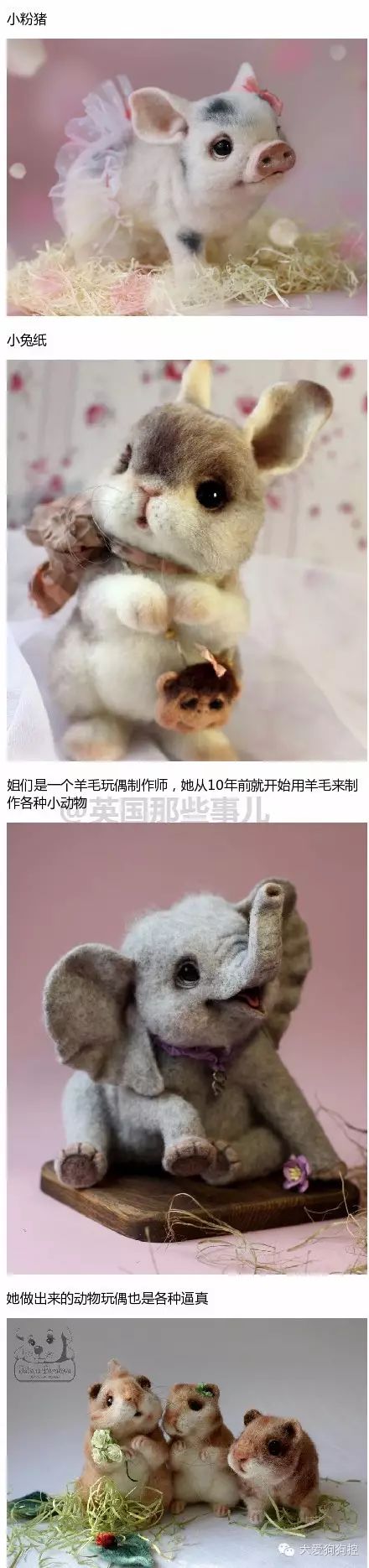 又一位羊毛氈大神橫空出世，她用手捏出了一整個動物園。 家居 第3張