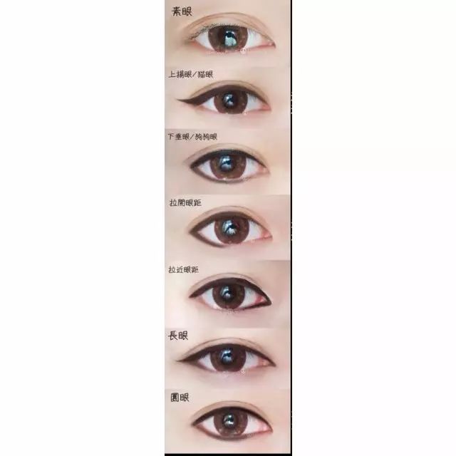 眼影,眼线与睫毛的选择都对影响眼型.
