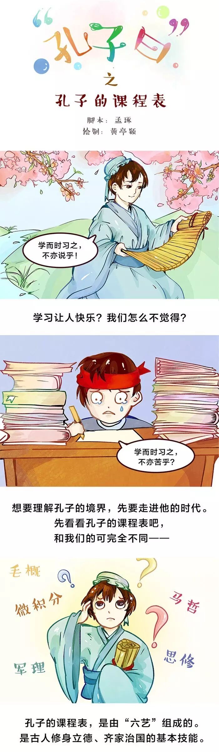 国学漫画 孔子曰 孔子的课程表 章黄国学 微信公众号文章
